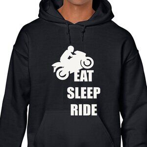 New Eat Sleep Ride Motorcycle Black Hoodie Fleece Sweatshirt